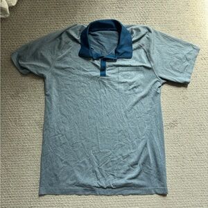 lululemon athletica Blue Polo Shirt Metal Vent Design